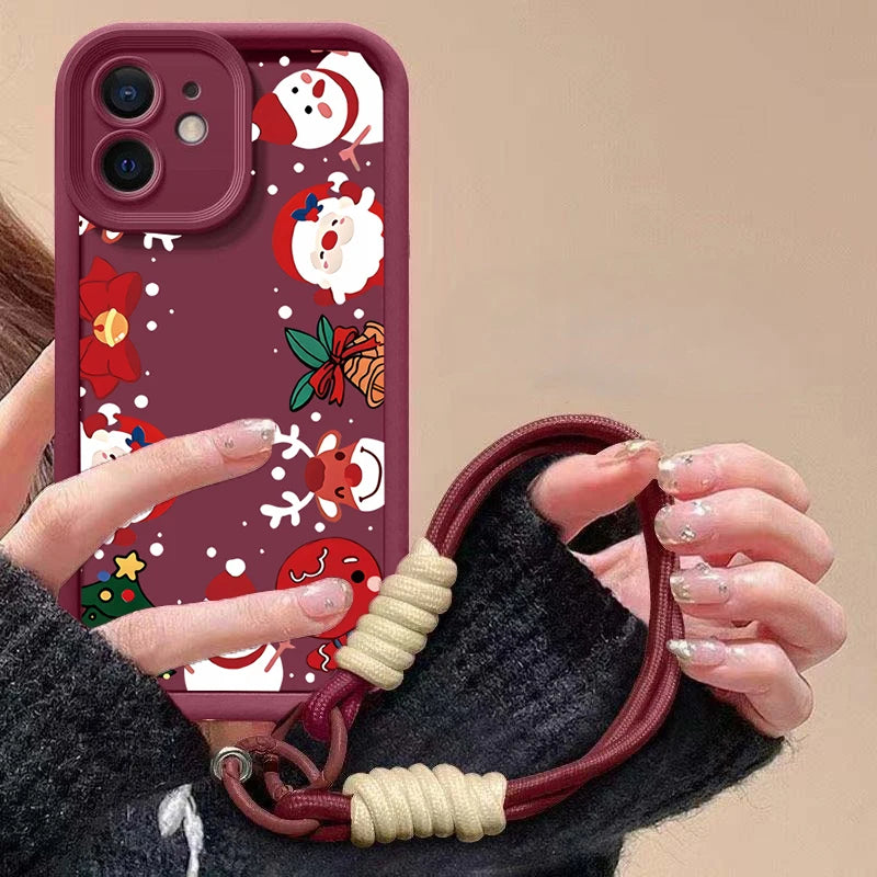 Süße Weihnachts-Handyhülle mit roter Kette für Pixel