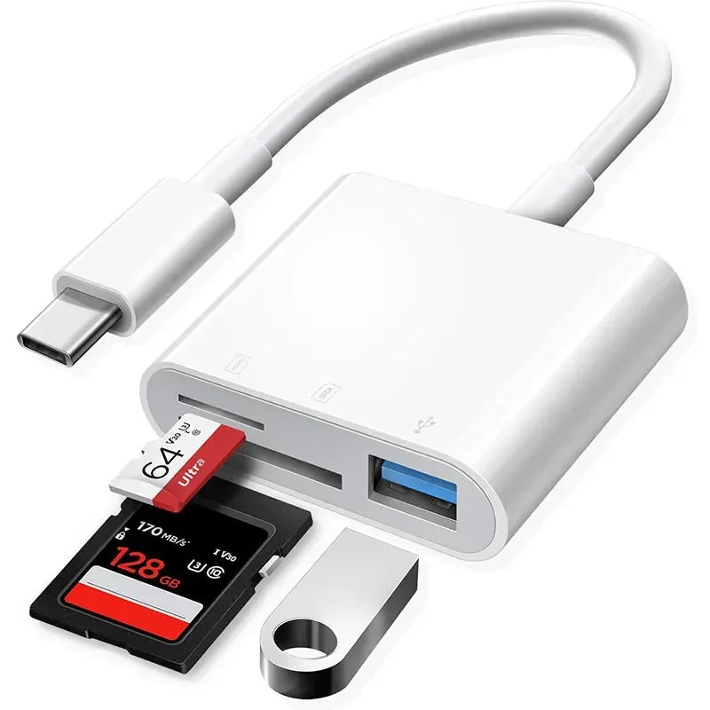 3-in-1 USB-C Kartenleser für SD TF CF
