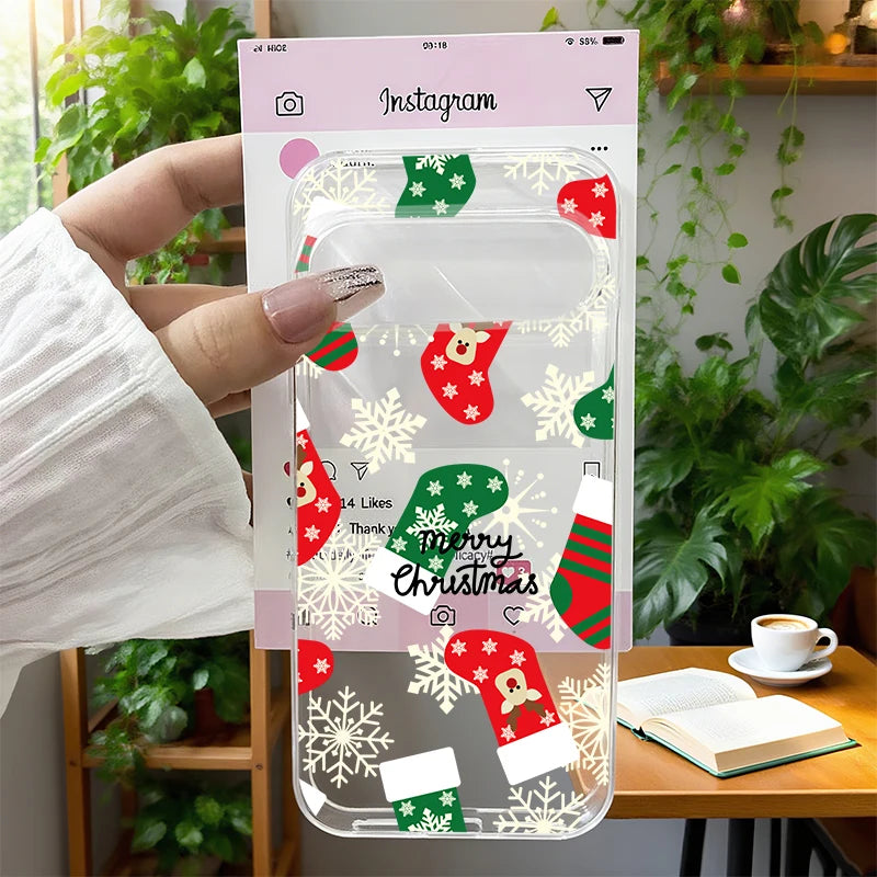 Weiche Weihnachts TPU Hülle für Google Pixel 8 9 und 10 Serie stoßfest flexibel passgenau weihnachtliches Silikon Case mit Schutz vor Kratzern und Staub