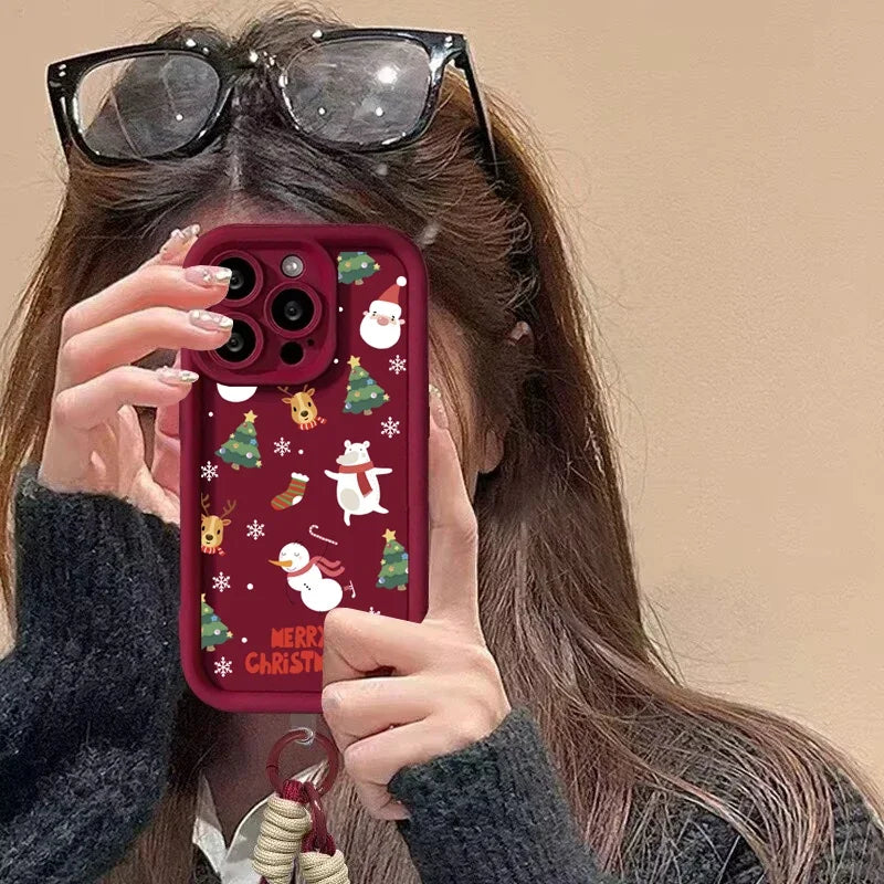 Süße Weihnachts-Handyhülle mit roter Kette für Pixel