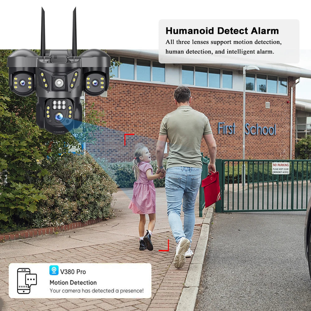 12MP 6K IP Kamera Außen mit 3 Linsen & PTZ