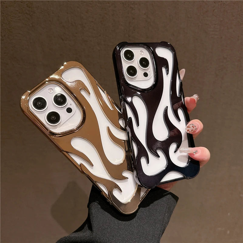 Luxus 3D Flammen Hülle für iPhone 17 Silikon