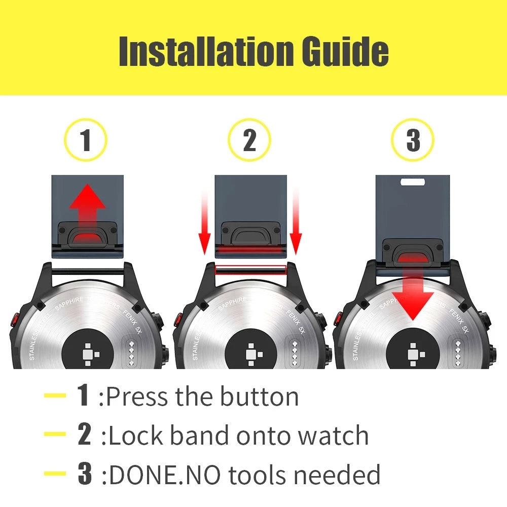 QuickFit Silikonarmband 22/26 mm für Garmin Uhren