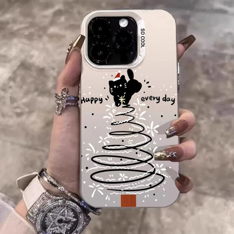 Weihnachts Schwarze Katze Handyhülle für Samsung S25