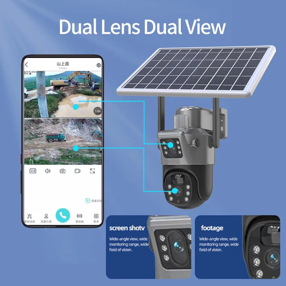 4K 8MP WLAN Solarkamera mit PTZ und Dual-Objektiv