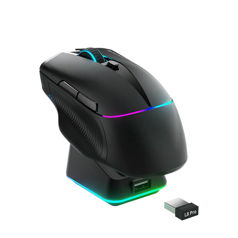 Drahtlose Gaming-Maus mit Ladestation und RGB-Licht