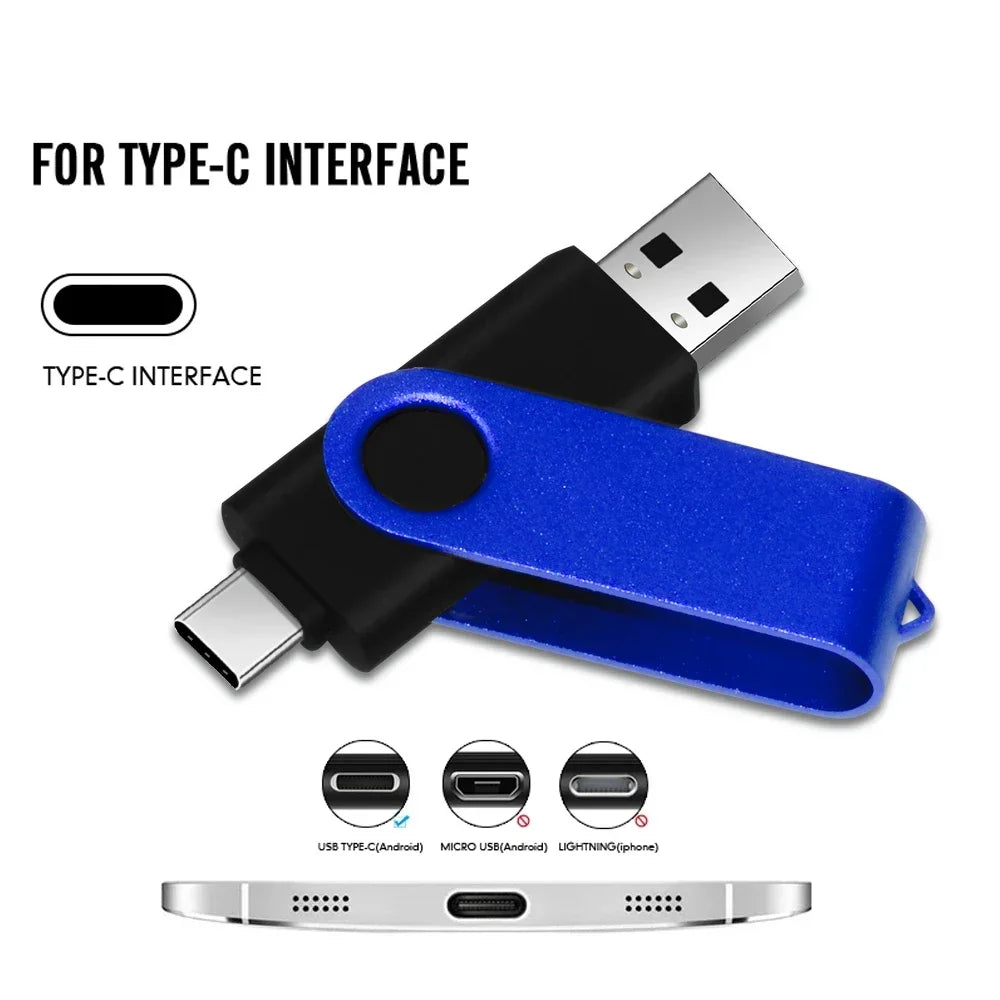 Drehbarer USB-Stick Typ-C 4–256GB 2-in-1