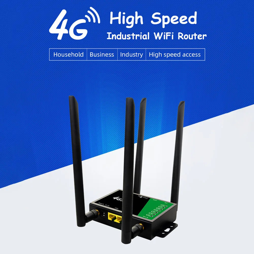 4G LTE WLAN router with SIM slot and 4 antennas
