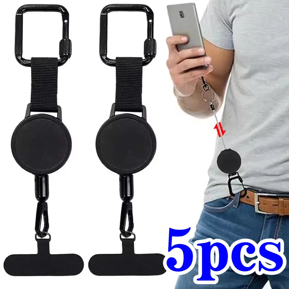 Einziehbarer Handyhalter mit Karabiner – 1–5 Stück