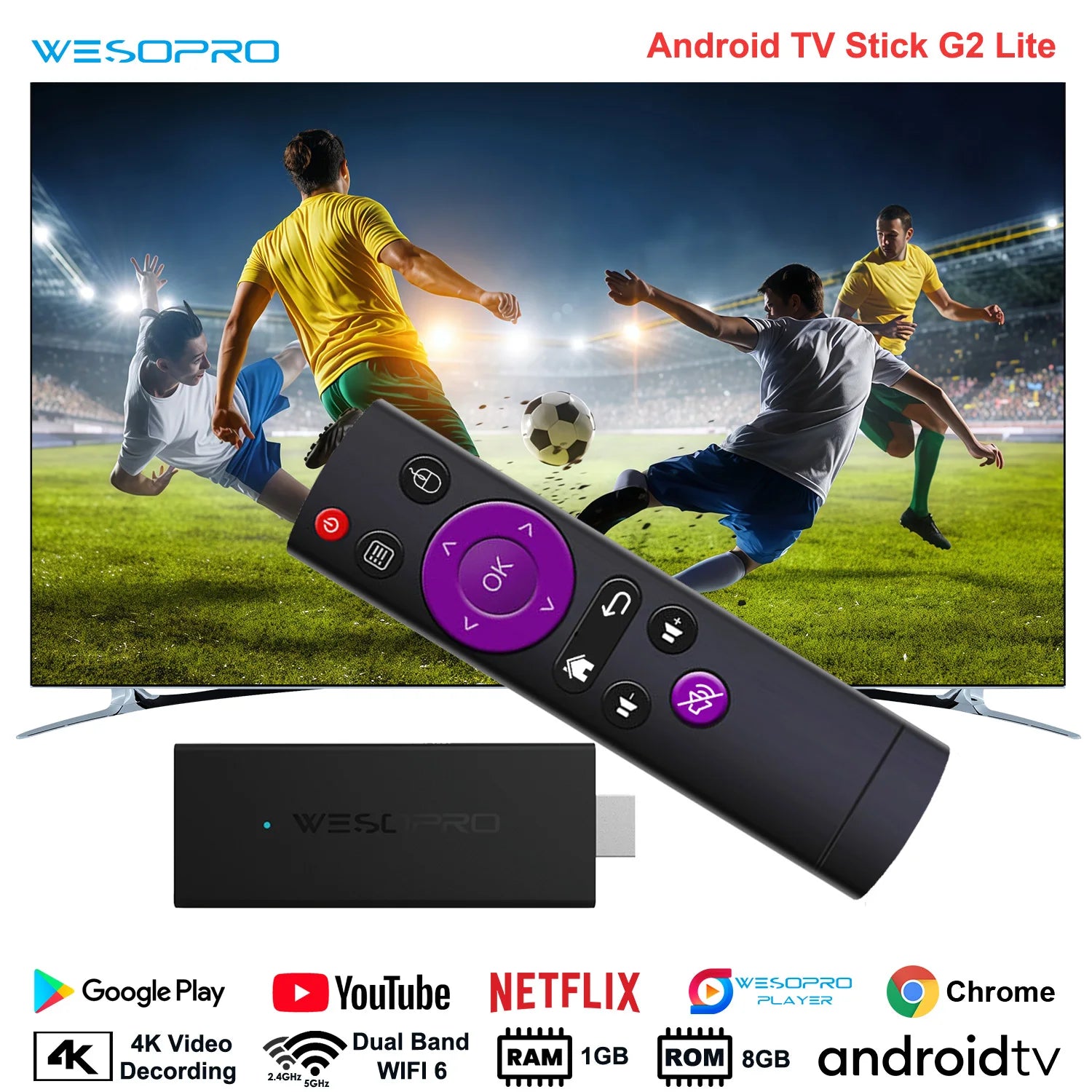 4K Android 14 TV-Stick mit WiFi 6 Streaming
