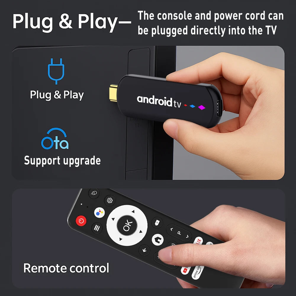 4K Android TV Stick with voice control and WiFi