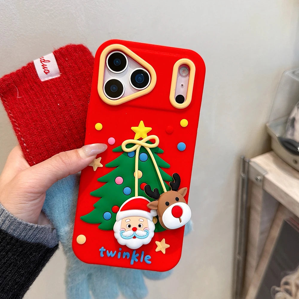 Weihnachts 3D Cartoon Hülle für iPhone 17 und 16 aus Silikon
