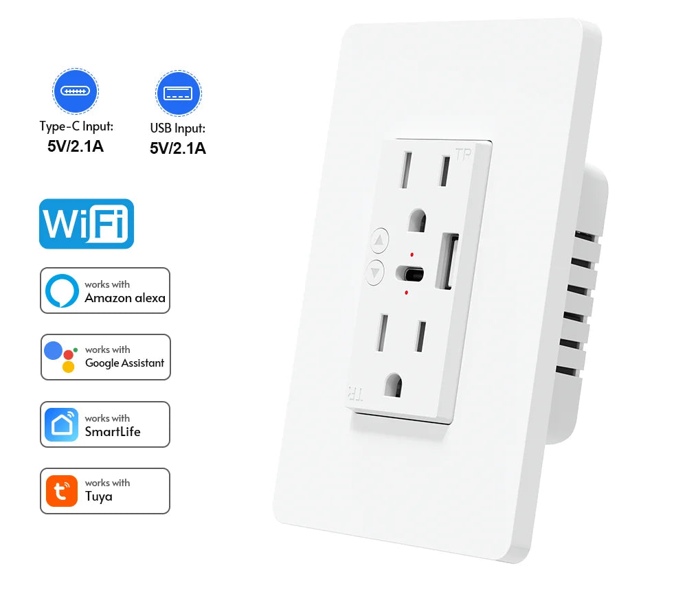 Smart Wi-Fi socket with USB-C &amp; voice control