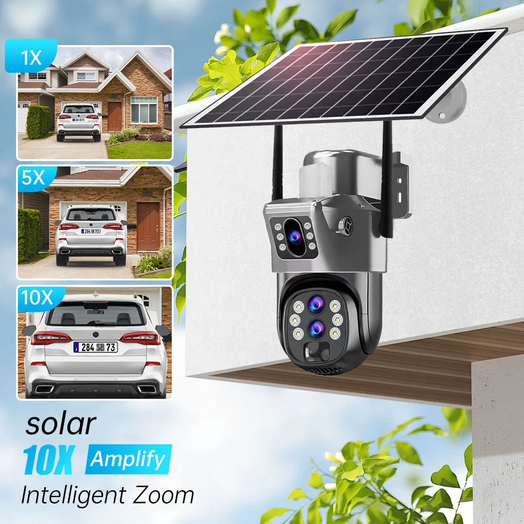 Solar Outdoor Kamera 12MP 6K 4G SIM 10X Zoom PTZ