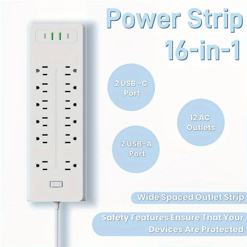 16-fach Steckdosenleiste mit USB C Schnellladung