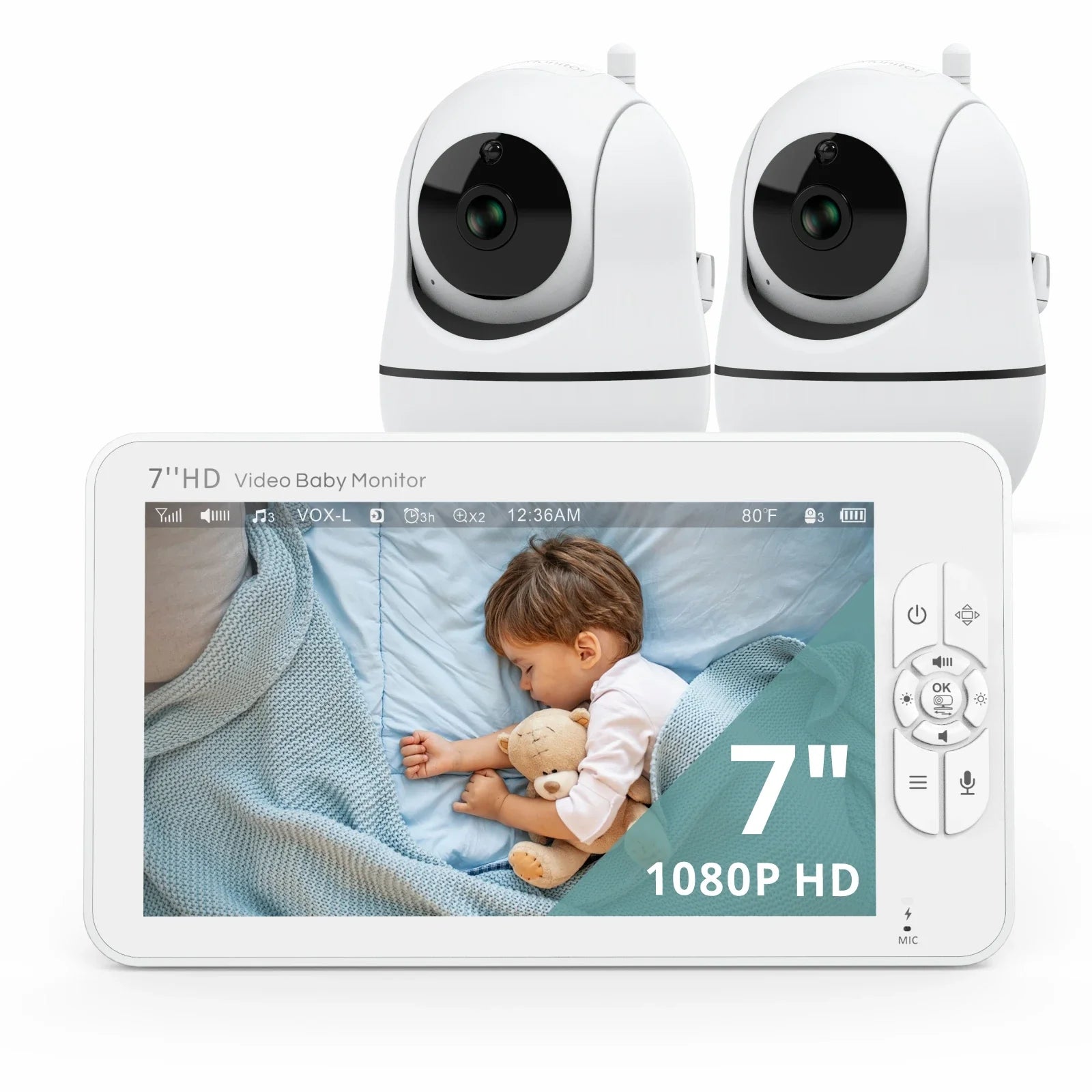 7-Zoll HD Video Babyfon mit Kamera & Split-Screen