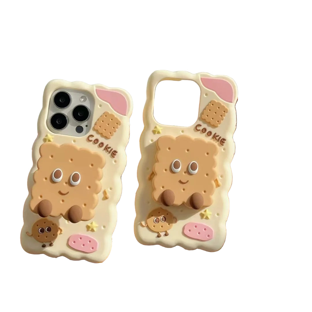 Cute 3D phone case with stand for iPhone 16