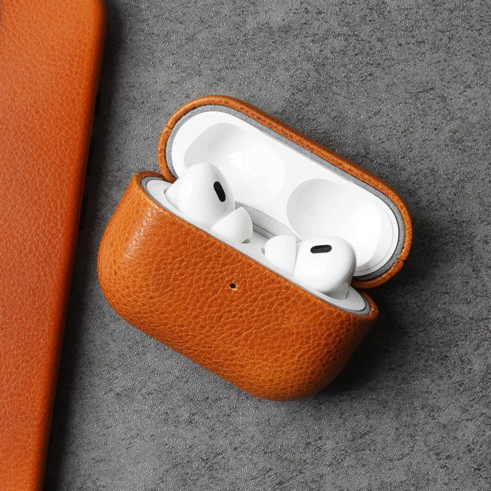 Echtleder‑Schutzhülle für AirPods Pro 3 mit Litschi‑Muster