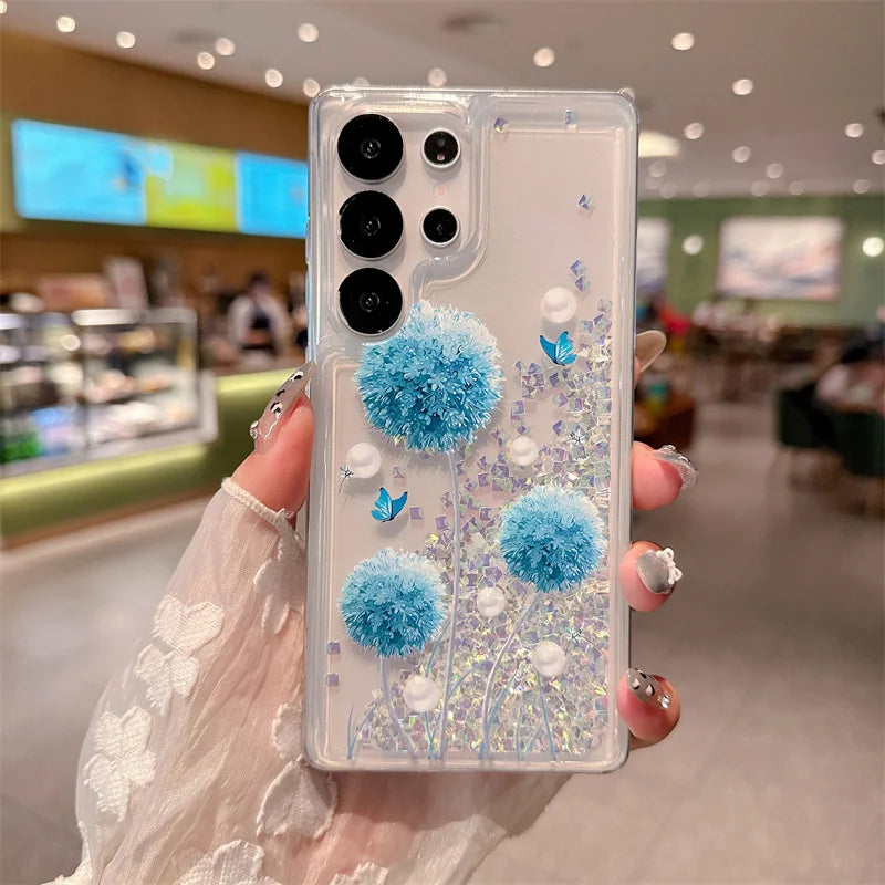 Dandelion Glitzer Strass Hülle für Samsung S25 Ultra