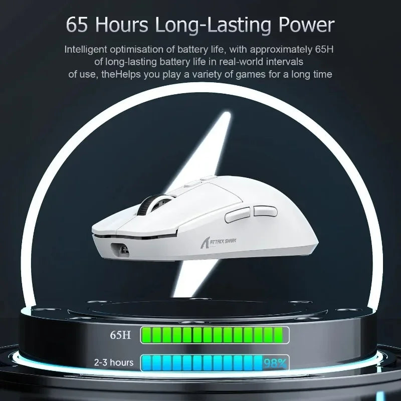 Ultraleichte Gaming Maus Weiß mit Dock & Triple-Mode