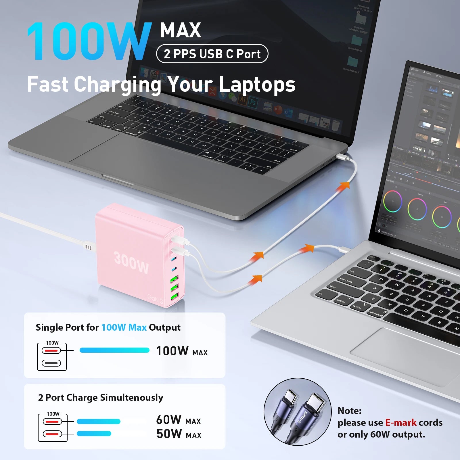 USB C Schnellladegerät 300W 7-Port Hub