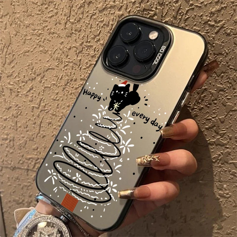 Weihnachts Schwarze Katze Handyhülle für Samsung S25