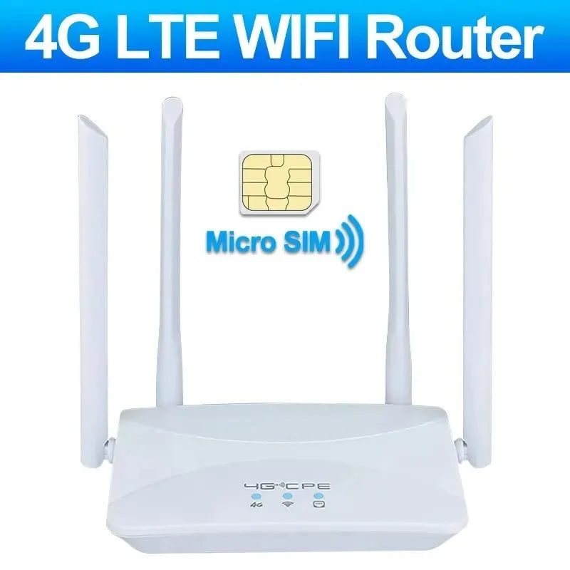 4G LTE WLAN router with 4 antennas and SIM slot