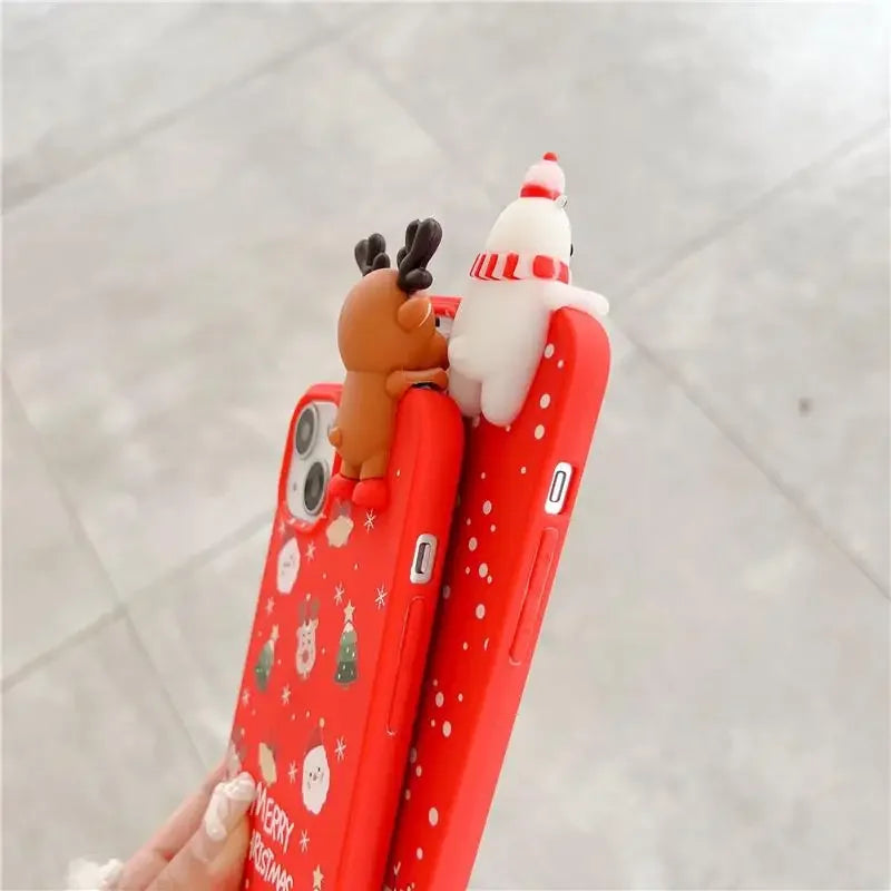 3D Christmas Reindeer TPU Case for iPhone 16 Pro Max