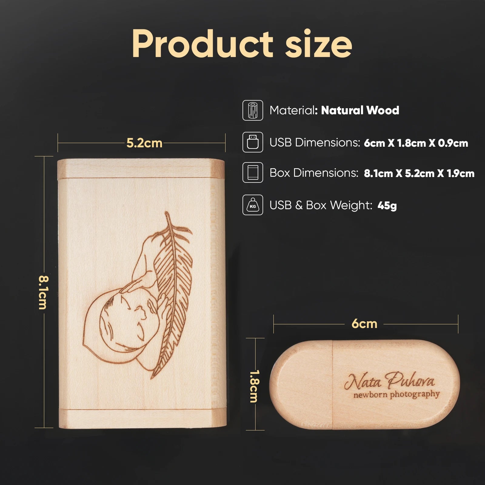 JASTER USB-Stick 2.0 128 GB Holz mit Logo