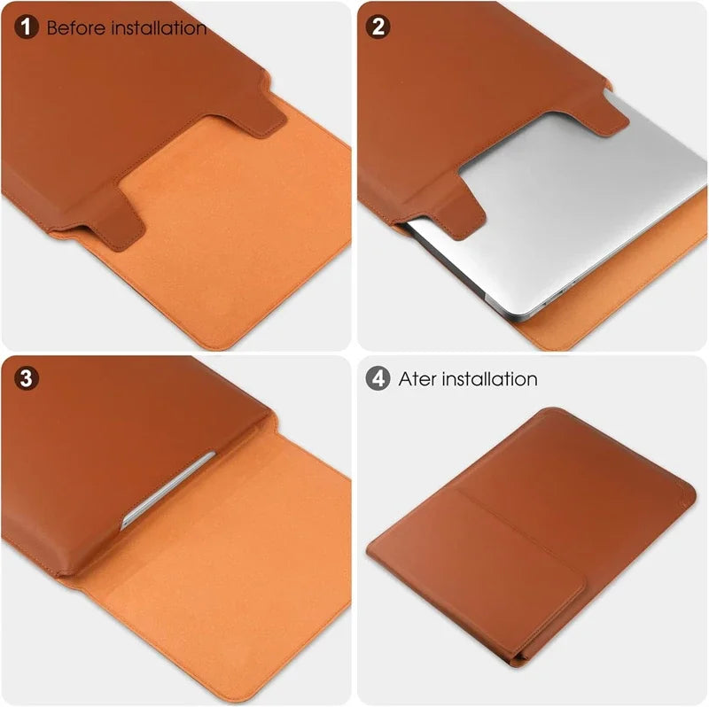 Lederhülle mit Ständer für MacBook Air/Pro 13–16 Zoll
