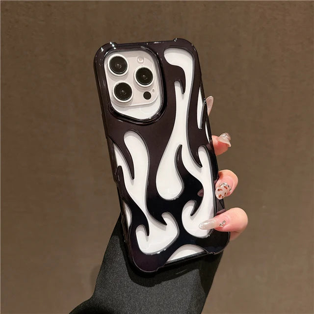 Luxus 3D Flammen Hülle für iPhone 17 Silikon