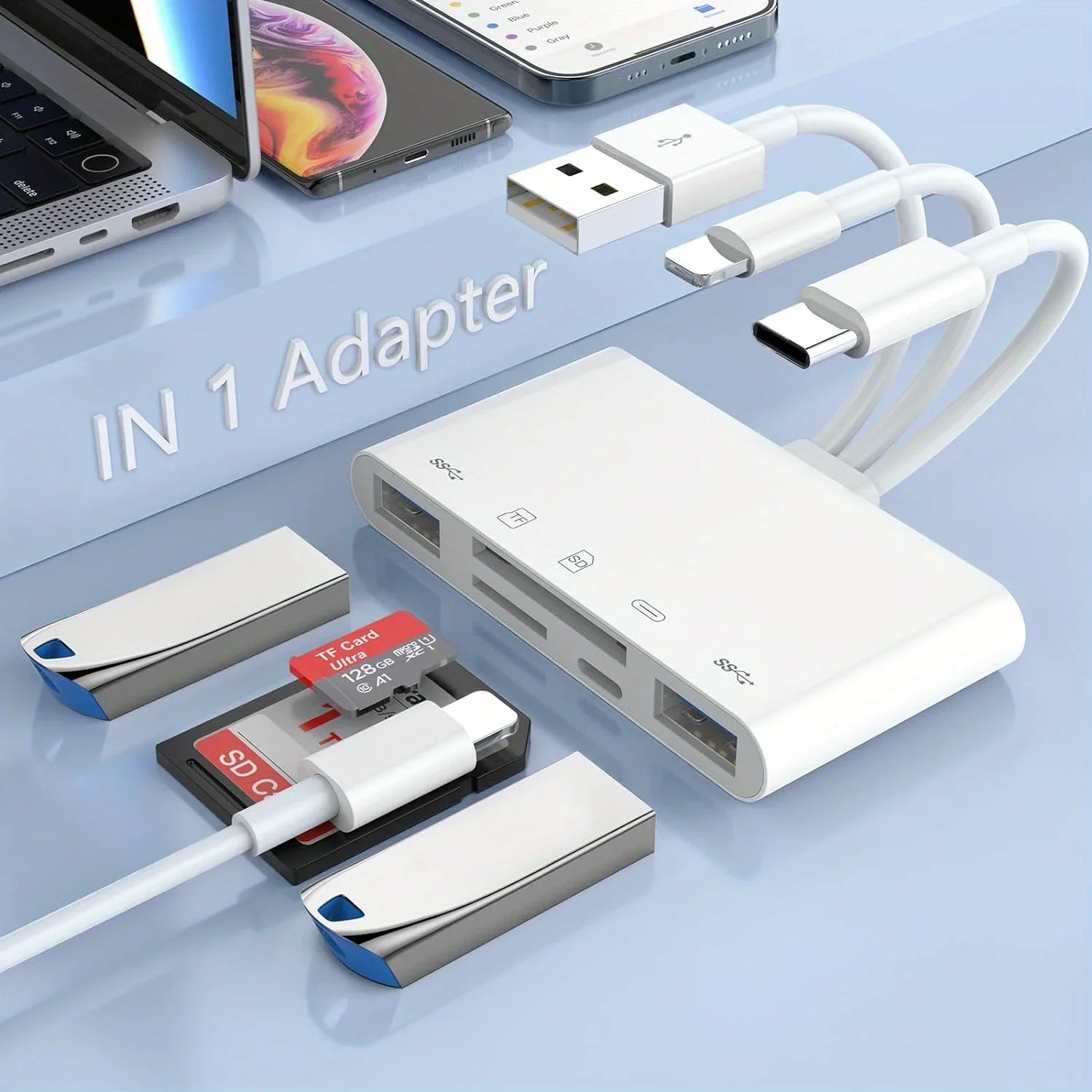 5-in-1 USB OTG Adapter mit SD/TF Kartenleser