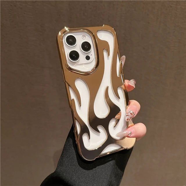 Luxus 3D Flammen Hülle für iPhone 17 Silikon