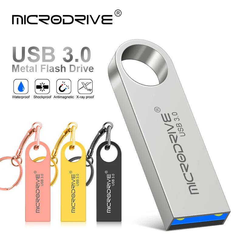 Metall USB 3.0 Stick 128–512GB Pendrive