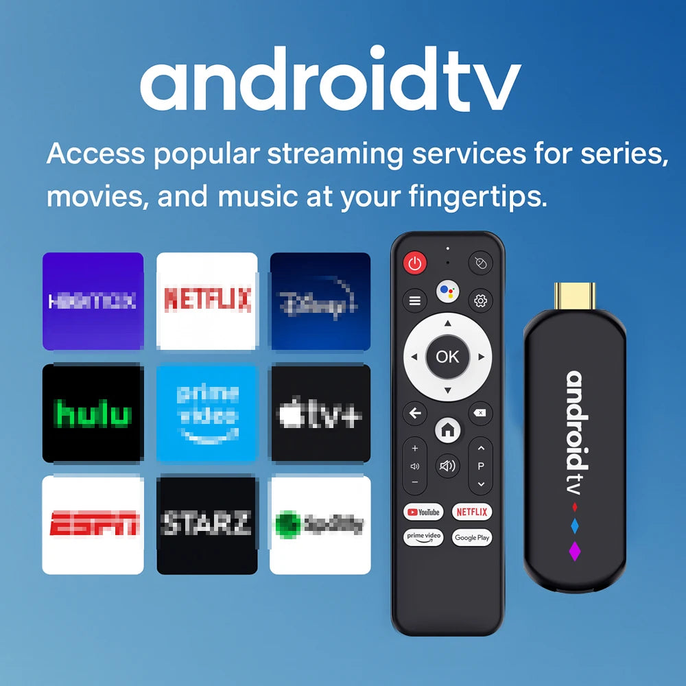 4K Android TV Stick with voice control and WiFi
