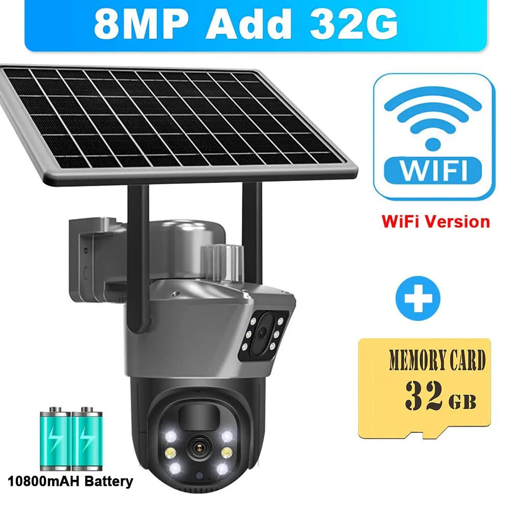 4K 8MP WLAN Solarkamera mit PTZ und Dual-Objektiv