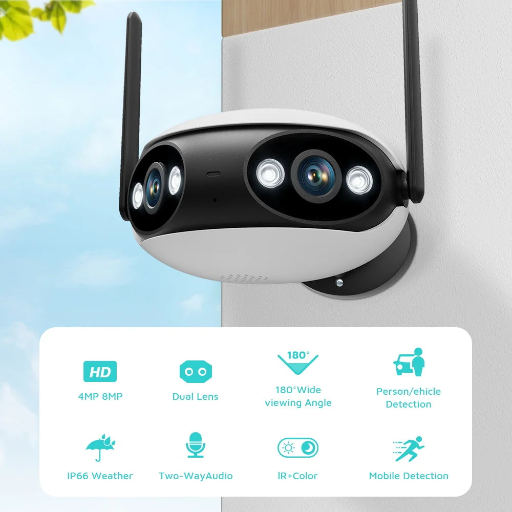 4MP 2K HD Dual-Linsen WLAN Kamera Outdoor