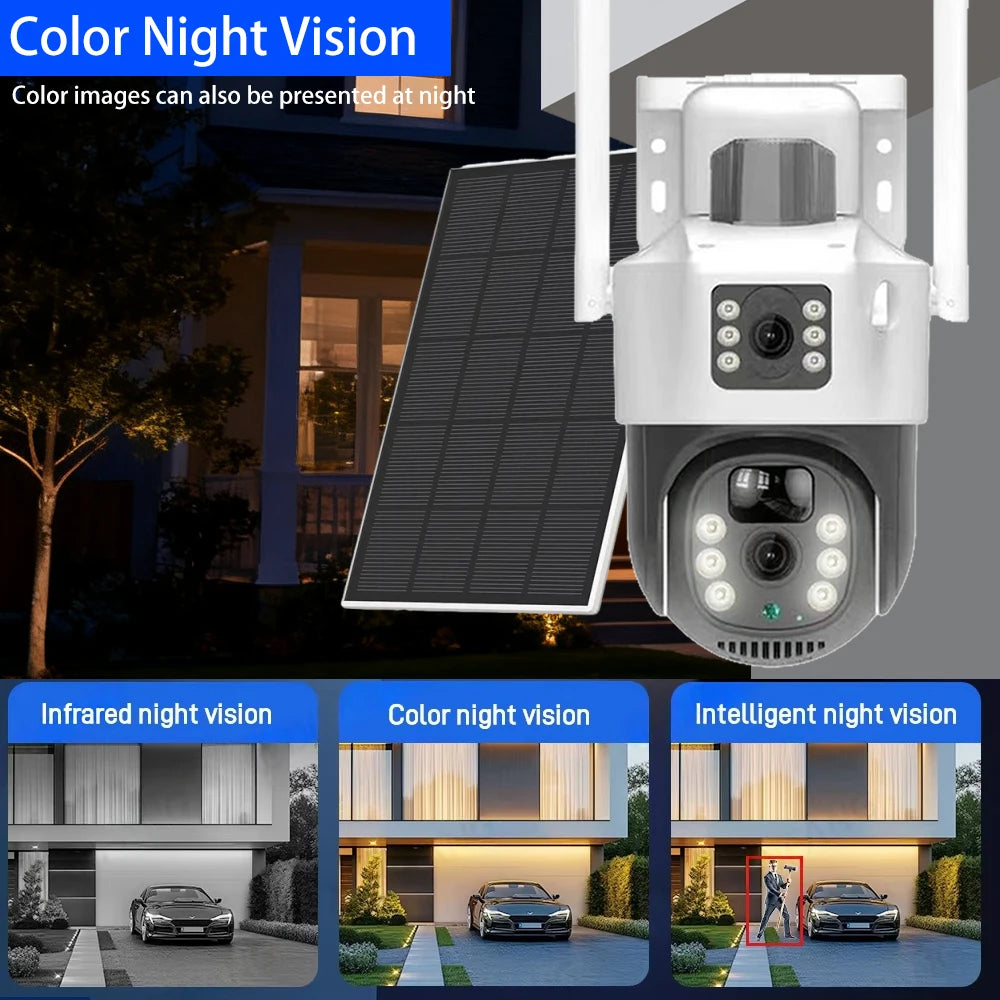 4K Dual-Screen PTZ WLAN Solarkamera mit PIR Sensor