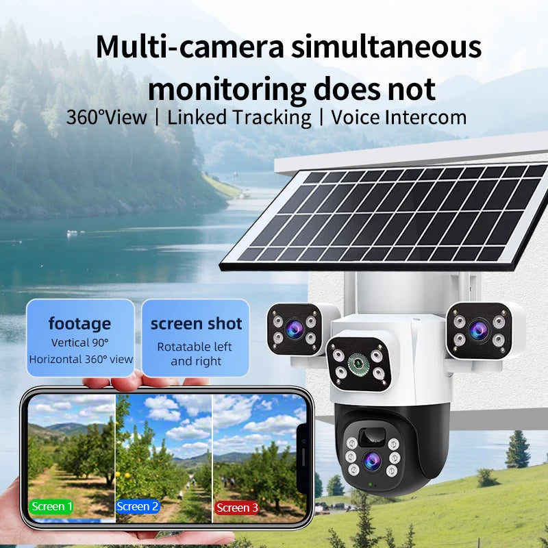 12MP Solar WLAN Überwachungskamera mit PTZ & 6K