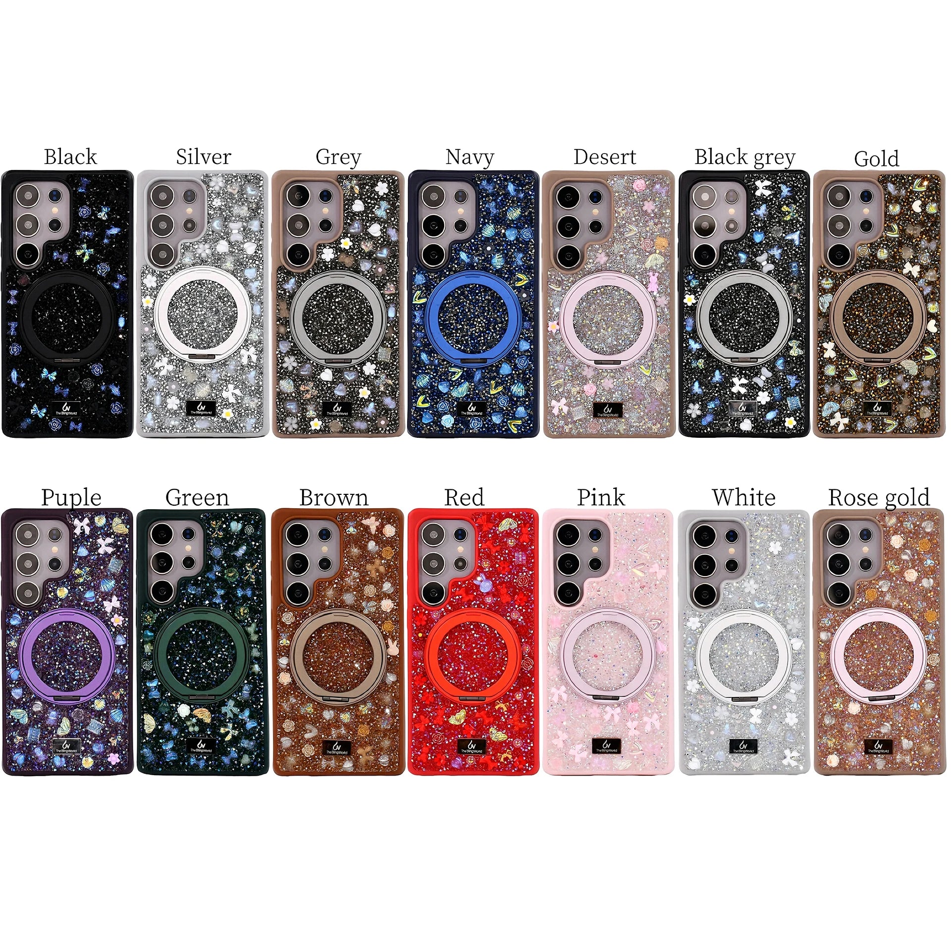 Deluxe Glitzer Strass Hülle mit Stand für Samsung S25