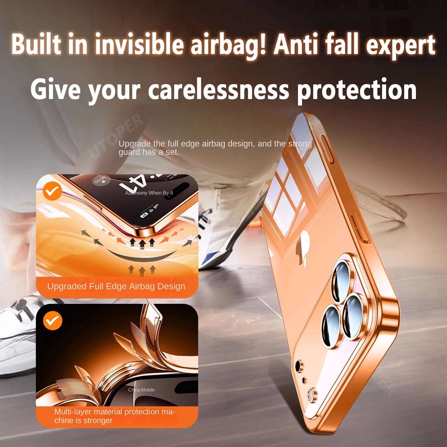 Transparente Anti-Fall-Hülle mit Linsenschutz iPhone 17