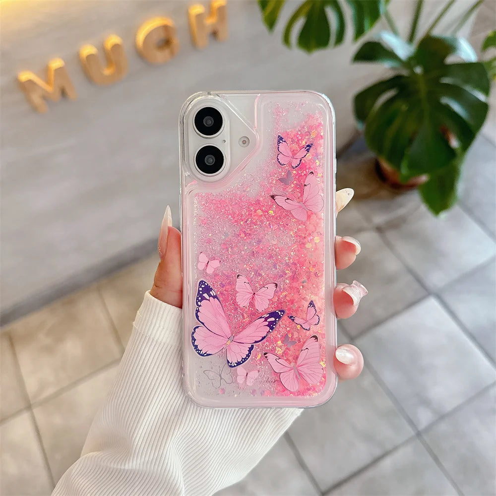 Leuchtende Glitzer Schmetterlingshülle für iPhone 17
