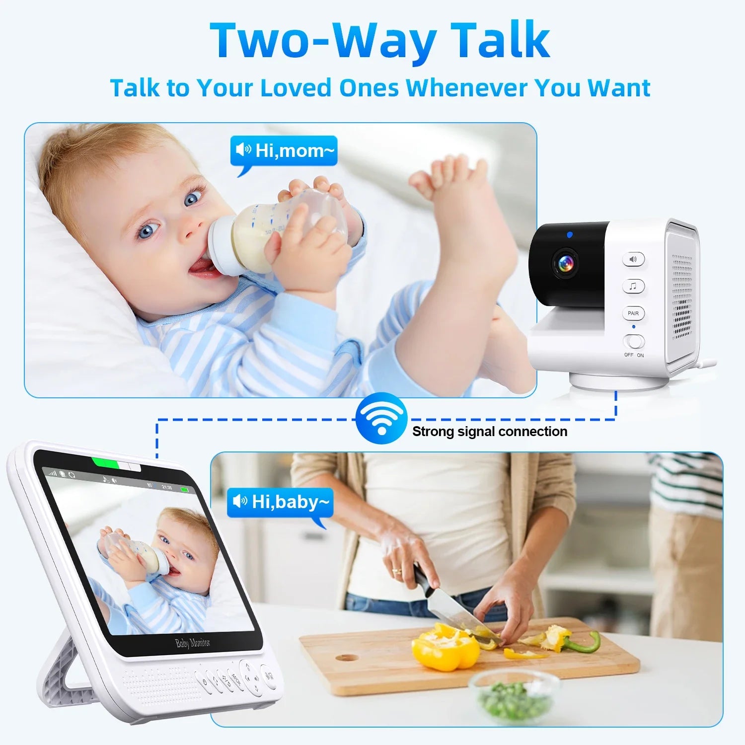 7 Zoll Video Babyphone mit Schwenk-Neige-Zoom