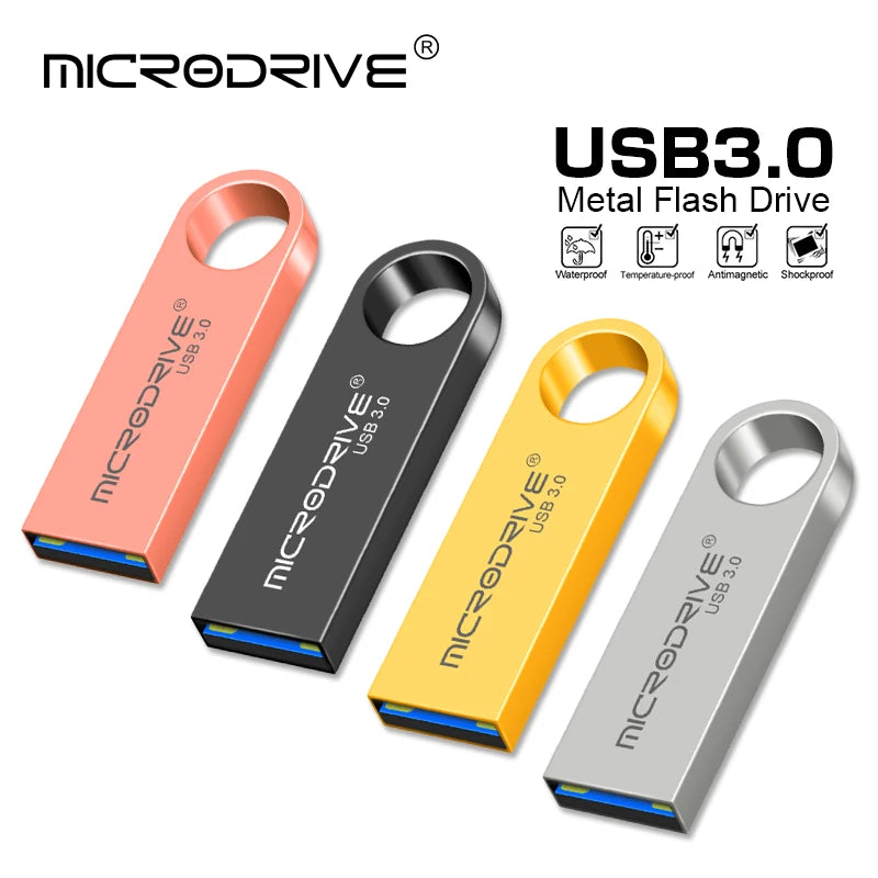 Metall USB 3.0 Stick 128–512GB Pendrive