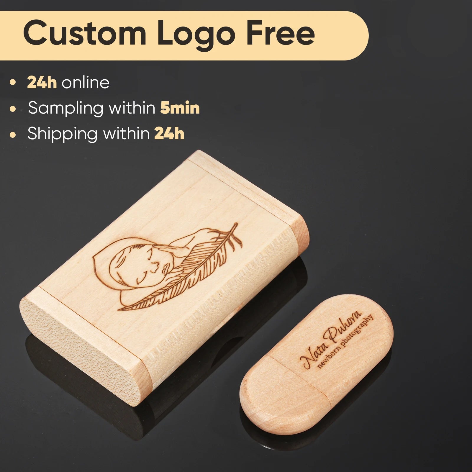 JASTER USB-Stick 2.0 128 GB Holz mit Logo