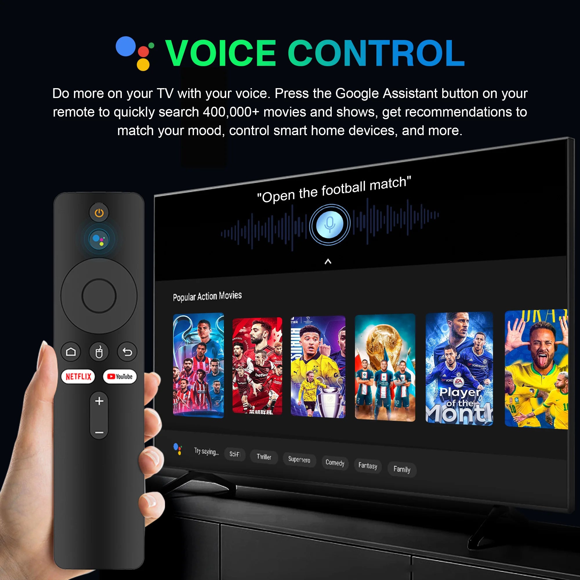 Android 14 4K Smart TV Stick mit Sprachfernbedienung