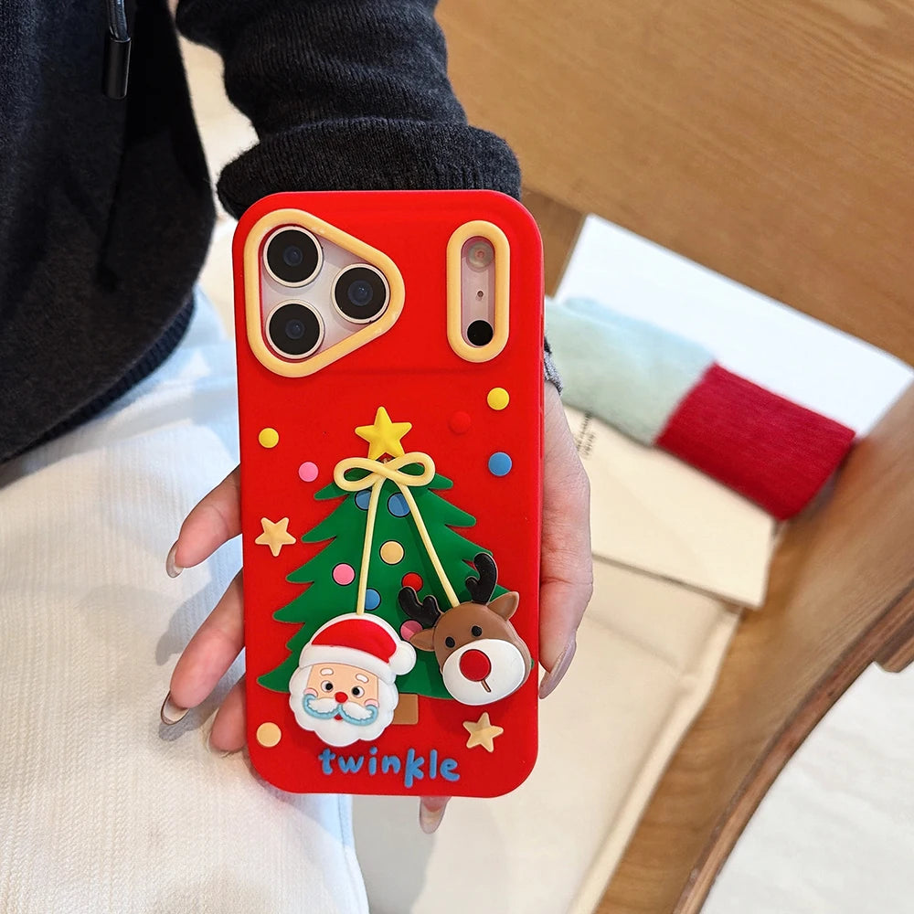 Weihnachts 3D Cartoon Hülle für iPhone 17 und 16 aus Silikon