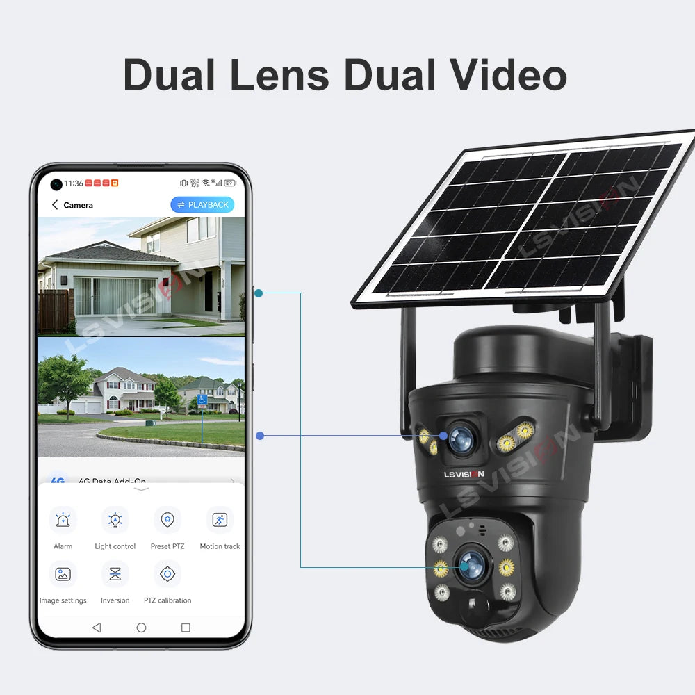 4G Solar Outdoor Kamera 8MP Dual-Linse PIR Nachtsicht