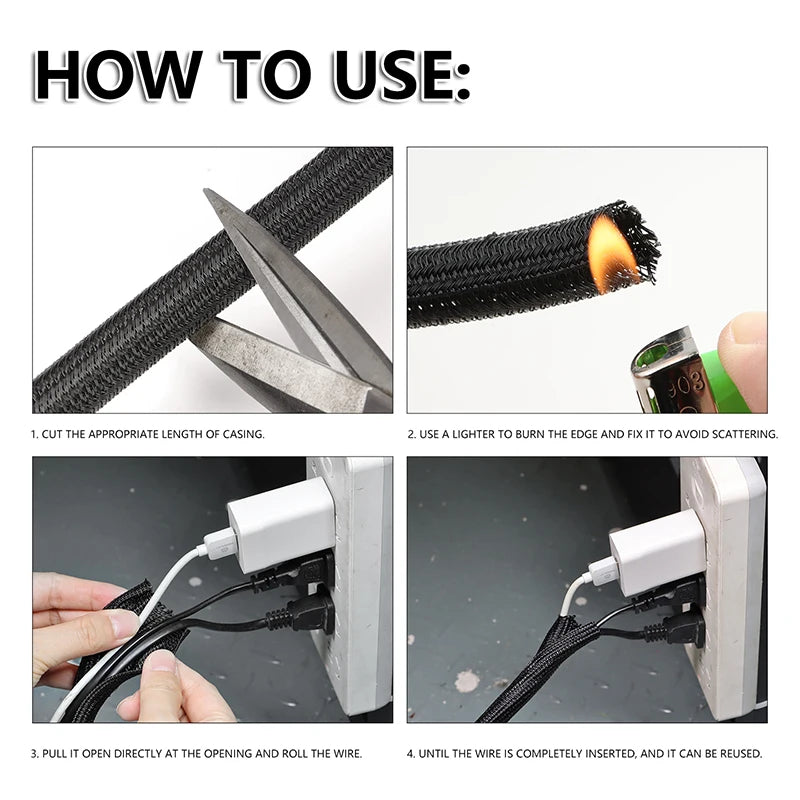 Selbstschließender PET Kabelschutz Geflechtschlauch 3–50mm