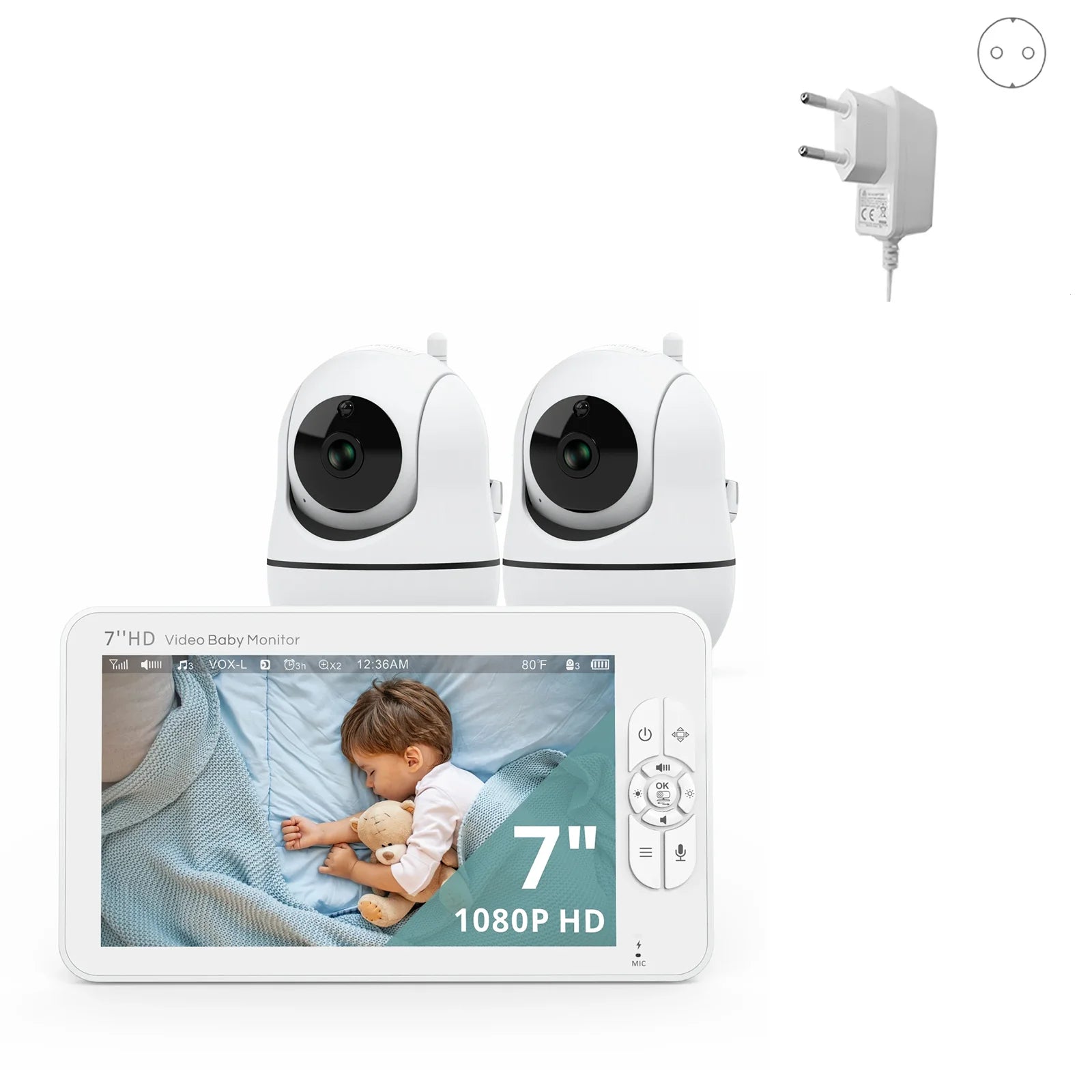 7 Zoll HD Babyphone Split Screen mit Fernsteuerung